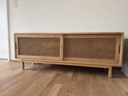 Tikkamoon TV-Schrank aus Ulme und Rattangeflecht 140 cm