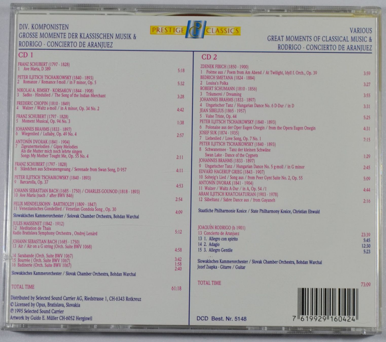 CD: CD: PRESTIGE CLASSICS Vol. 35 - Schubert u. a. (DoCD Gold) – Usato da Frenkendorf venduto da Yard-Sale-2000 1