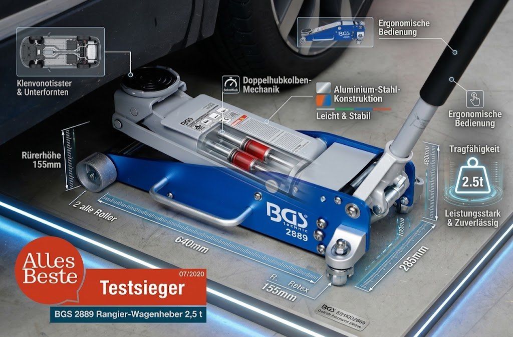 Piattaforme elevatrici & Crick: Wagenheber 2,5 t von BGS – Nuovo e nell'imballaggio originale da Jegenstorf venduto da Bracher_Shop