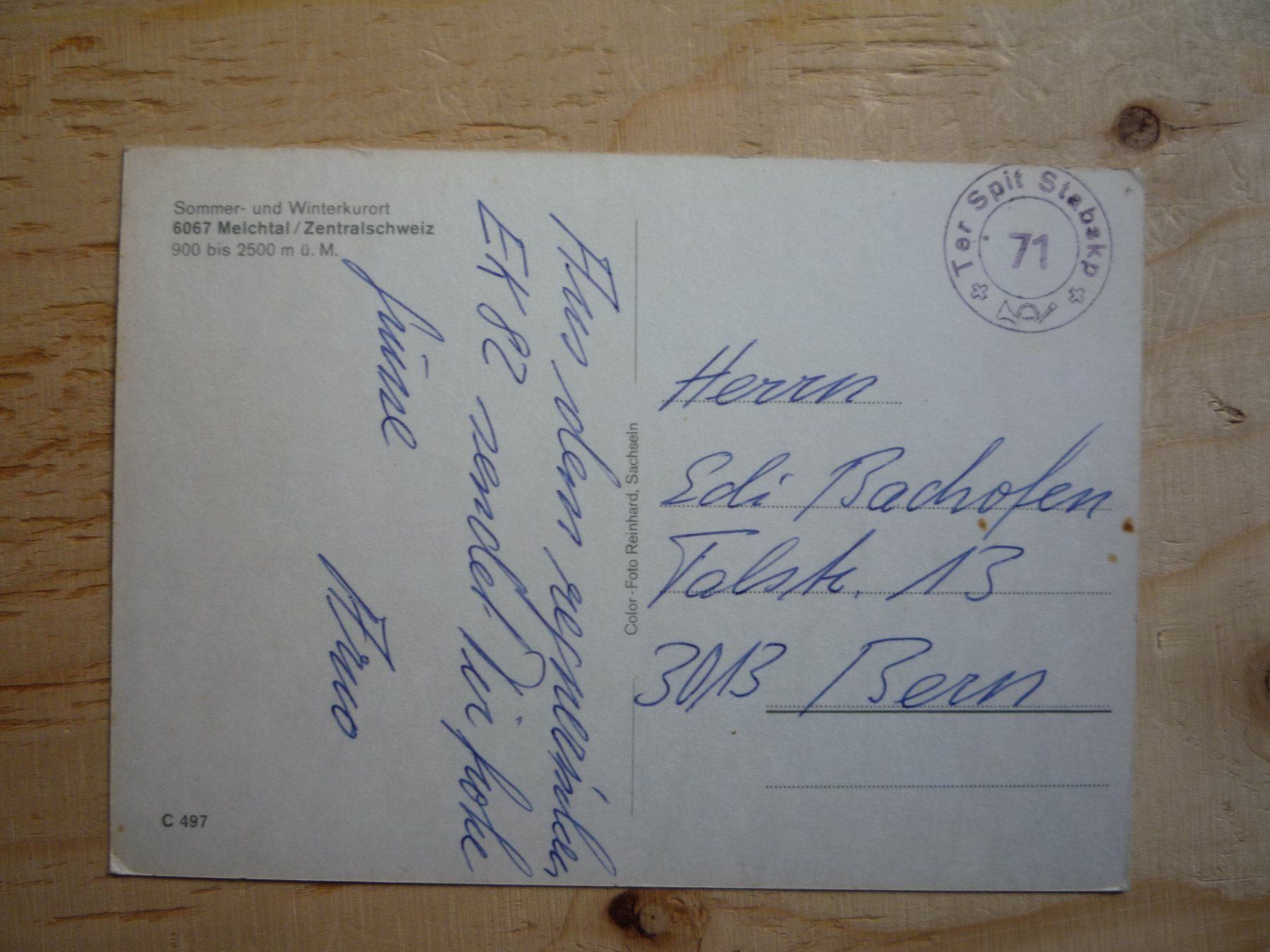 Ansichtskarten: Melchtal/Zentralschweiz, Feldpost – Gebraucht aus Rieden SG von Brockehuesli 1