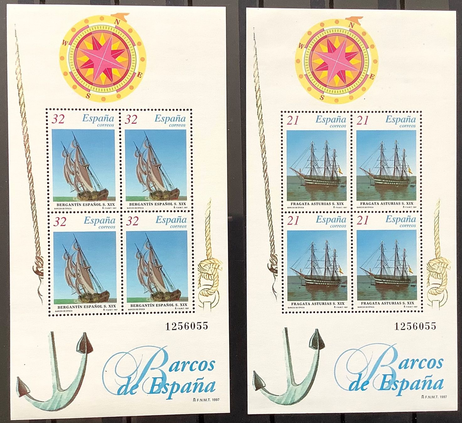 Alle Briefmarken: 1997 - Spanien - Alte Segelschiffe- Blocks n. 68-69 ** – Neu (gemäss Beschreibung) aus Liestal von Pep3