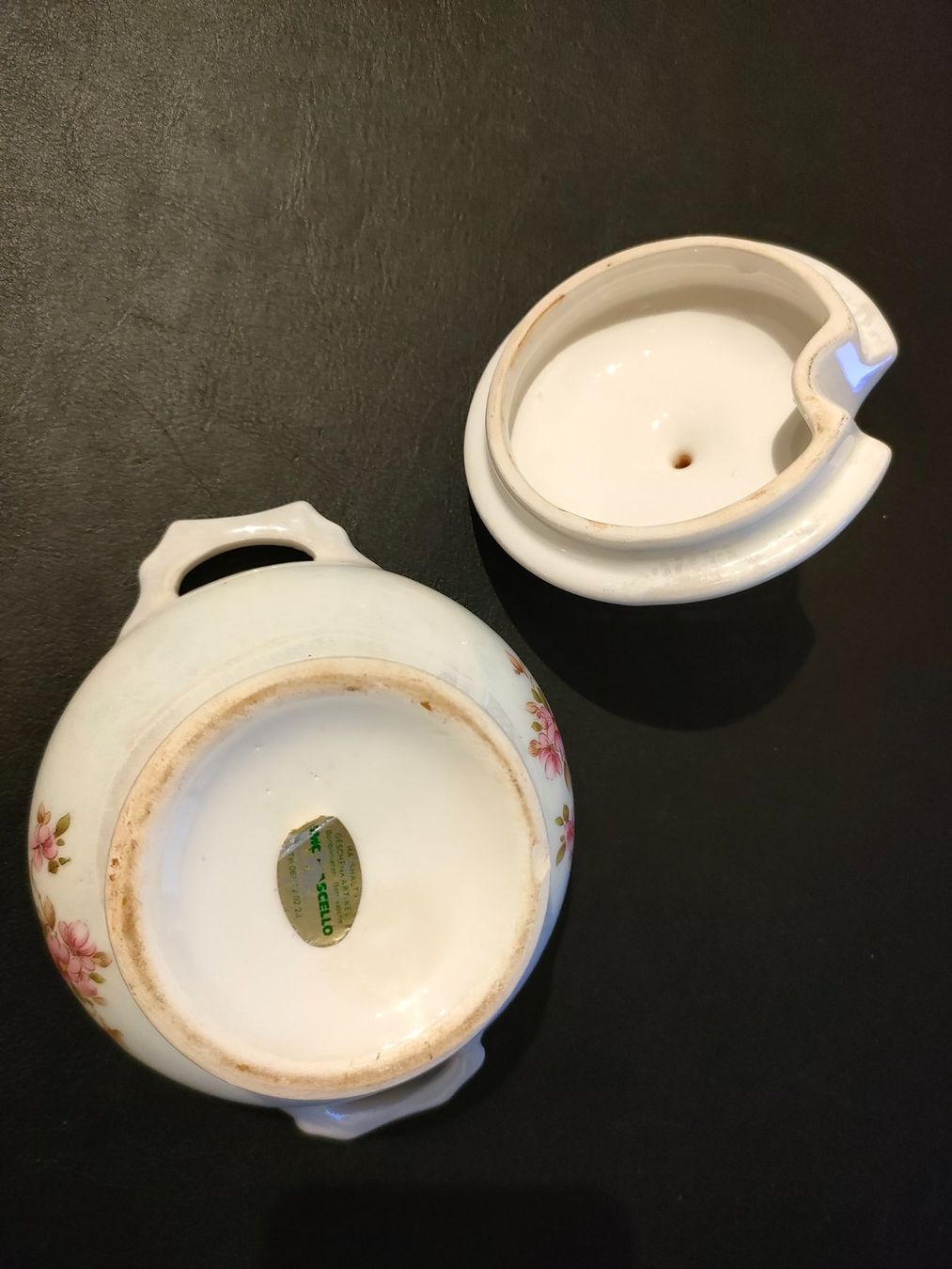 Zuccheriere: Vintage Zuckerdose mit Deckel, Blumenmuster, Goldrand – Usato da Wiesendangen venduto da s_er 2