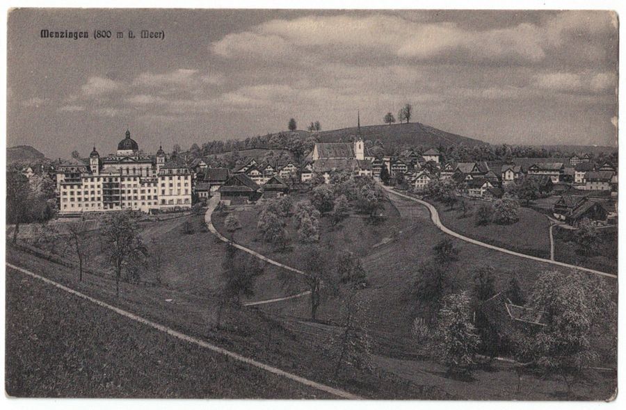 Cartoline postali: Menzingen, Teilansicht, gelaufen 1912 – Usato da Frauenfeld venduto da POML