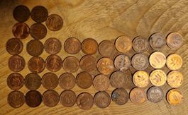 Sammlung Deutsche 1 Pfennig Münzen, Jahrg. gemischt, 45Stück