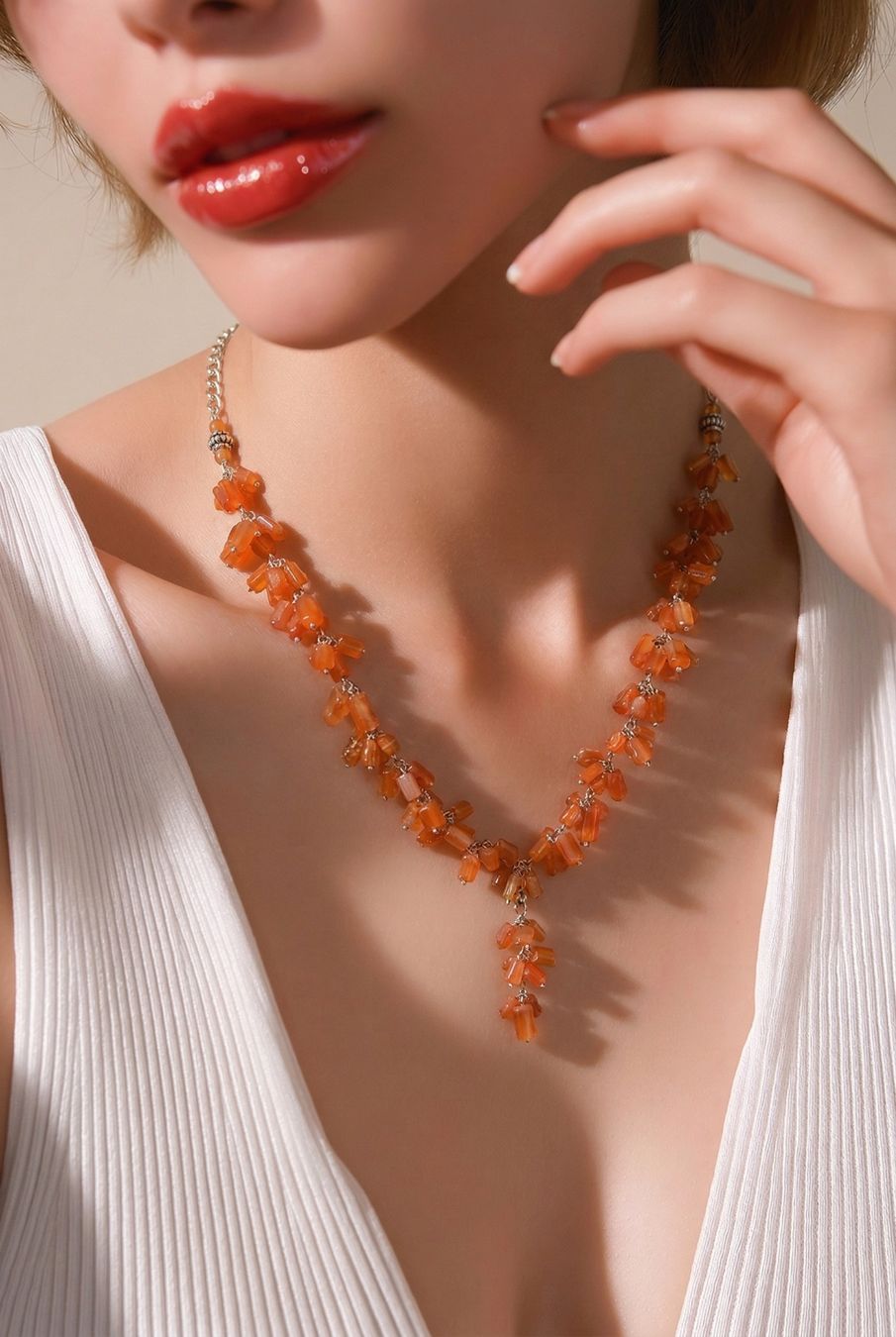 Catenine: Schöne Karneol Kette NEU – Nuovo e nell'imballaggio originale da Basel venduto da Chili007