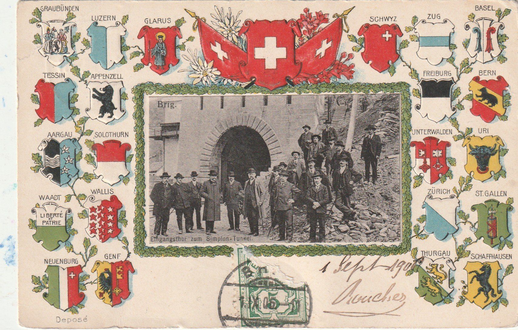 Cartoline postali: Schweiz - Wappeb Prägekarte 1909 – Usato da Lumbrein venduto da made02