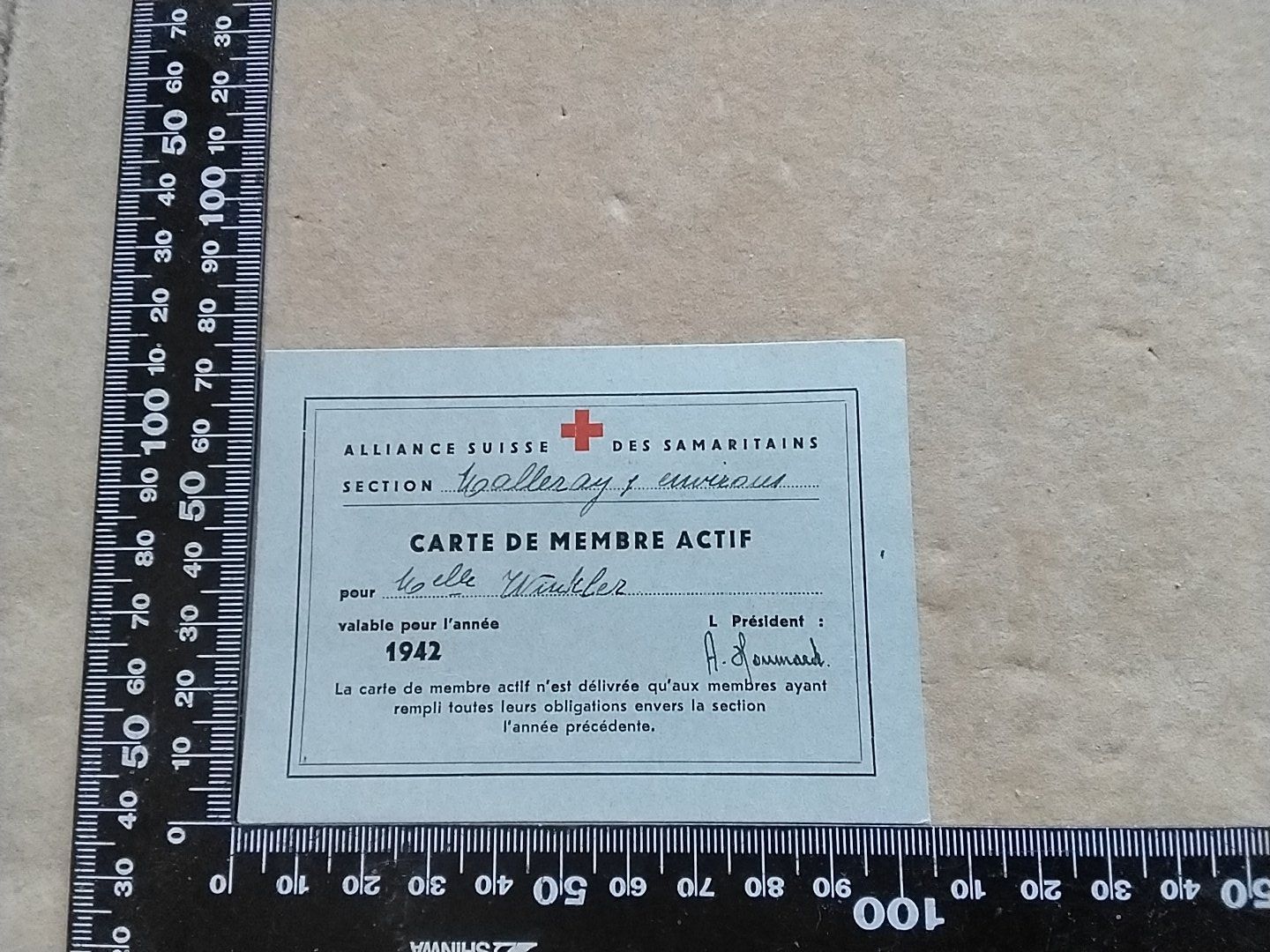 Cartoline: Samaritains carte de membre activ 1942 – Usato da Biel/Bienne venduto da taki25 2