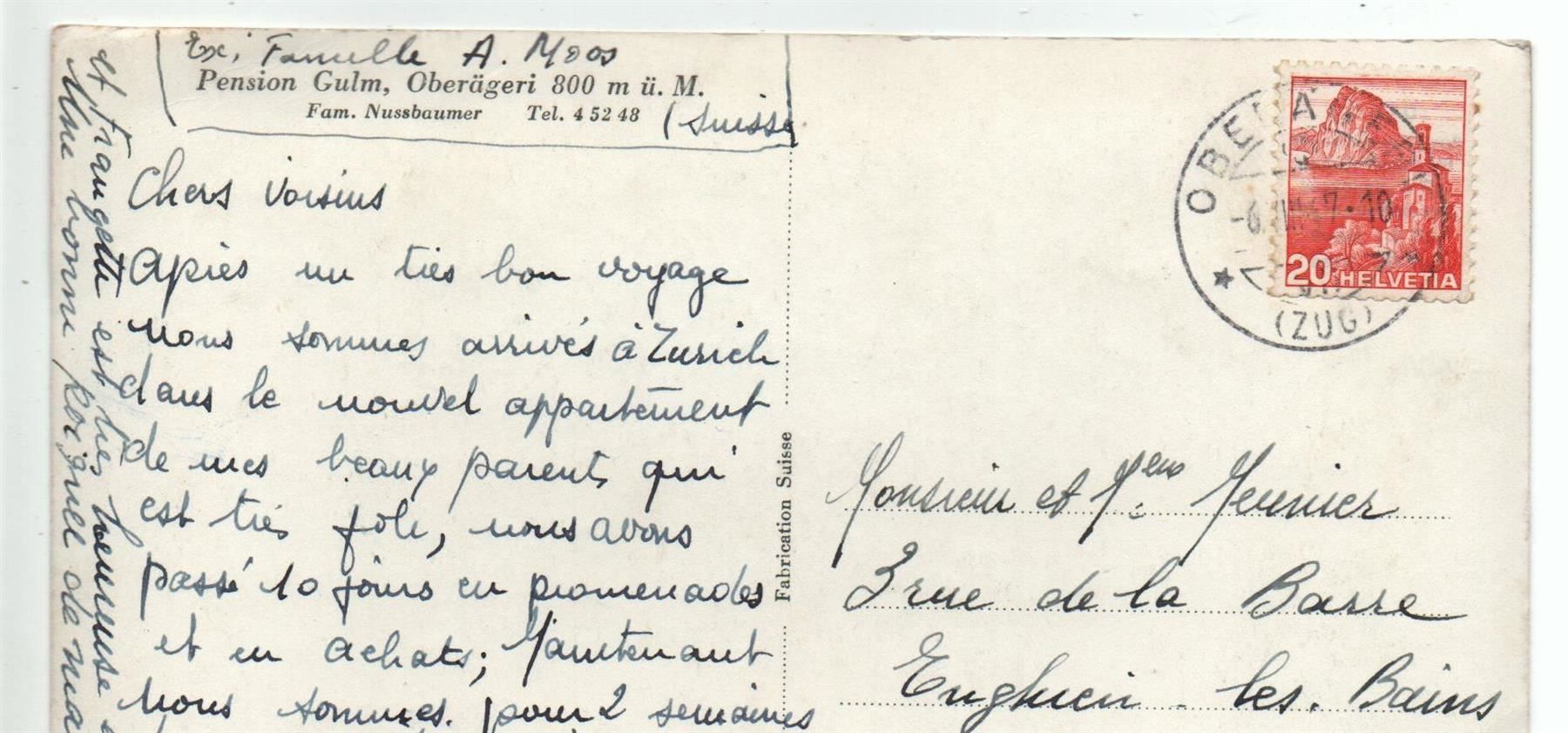Cartoline postali: OBERÄGERI Pension Gulm – Usato da Jona venduto da philajona 1