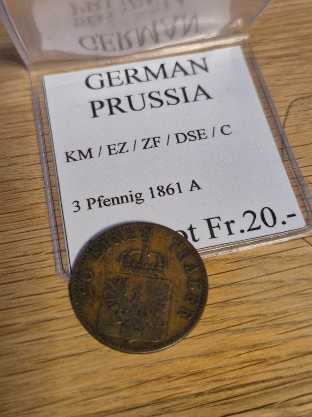 Tutti le monete: Preussen - 3 Pfennig 1861 A – Usato da Mels venduto da Goldenfalcon