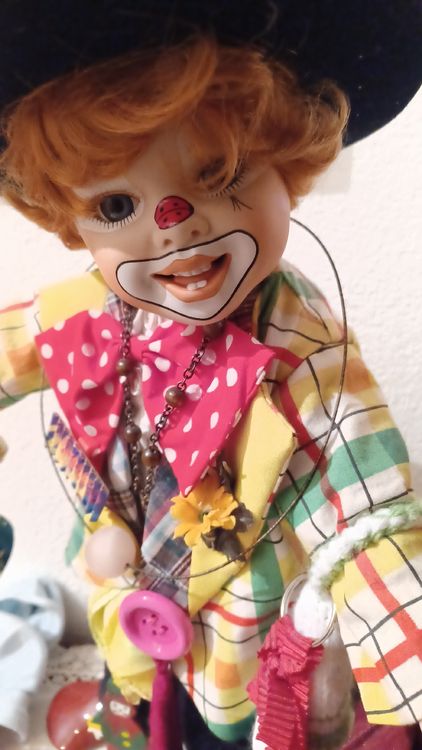 38cm Porzellan Clown Puppe Mit Beweglichen Gelenken - Dekoration Für Feste