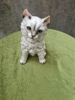 Süsse Vintage Keramik Katze Figur, weiss