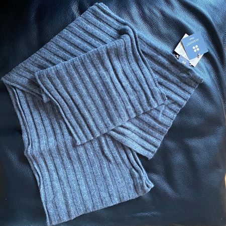 Schal 100% Kaschmir gestrickt grau, NEU