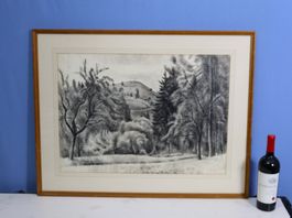 Hermann Huber 1888-1967, grosse Tuschzeichnung "Hirzel"