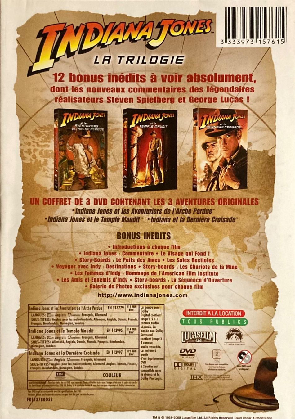 Tutti i DVDs: INDIANA JONES (LA TRILOGIE) – Usato da Poliez-Pittet venduto da Newtown-Records 2