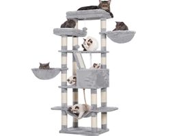 Kratzbaum Kletterbaum Katzenbaum 173cm Katzenhaus hellgrau