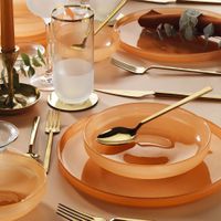 NEU Fecra Circle Glas Geschirr Set 18tlg Orange Service