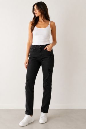 Zara Jeans Schwarz Destroyed Skinny W28