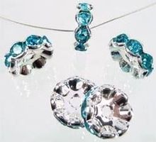 Metall Rondelle Strass aquamarin 10mm