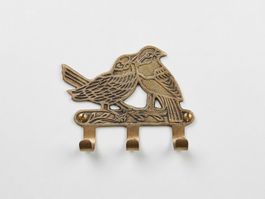 Porte-manteau mural vintage en bronze, motif oiseaux