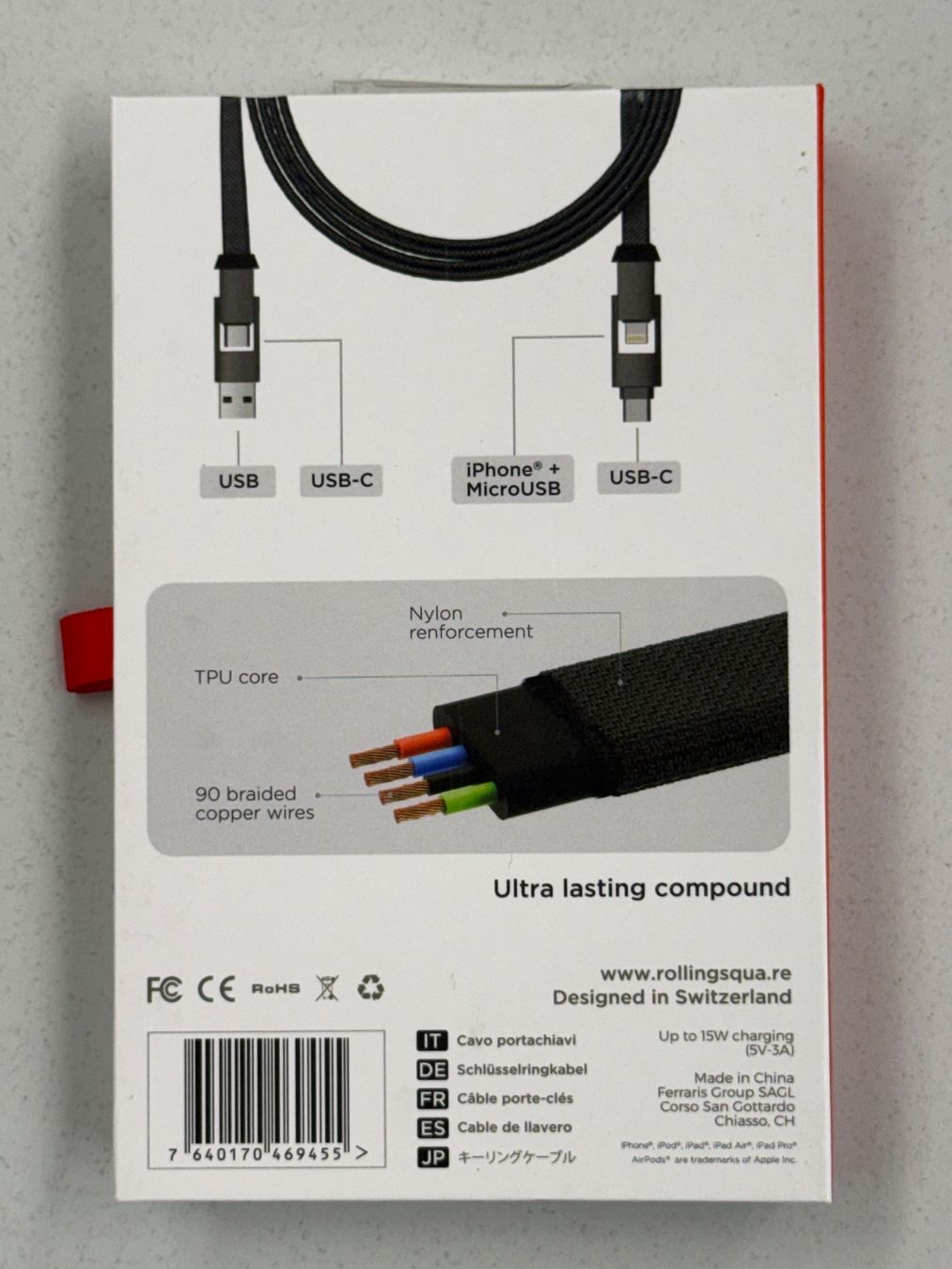 Cavi: Câble de charge multifunction Rolling Square inCharge 6 Max – Nuovo e nell'imballaggio originale da Zug venduto da ElPhone 3