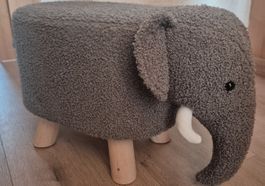 Kinderhocker Elefant grau Teddyfell neuwertig