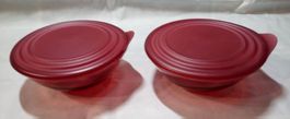 2 TUPPERWARE Eleganzia Schüssel Salatschüssel rot mit Deckel