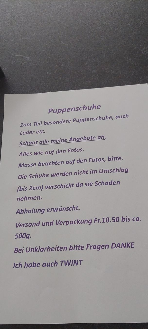 Poupées: 3Paar Puppenschuhe  – Neuf (Voir description) à Muri AG par nindo1 6
