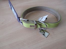 LEDER/KUNSTLEDER HALSBAND LINDGRÜN MARKE HUNTER NEU 29-35CM