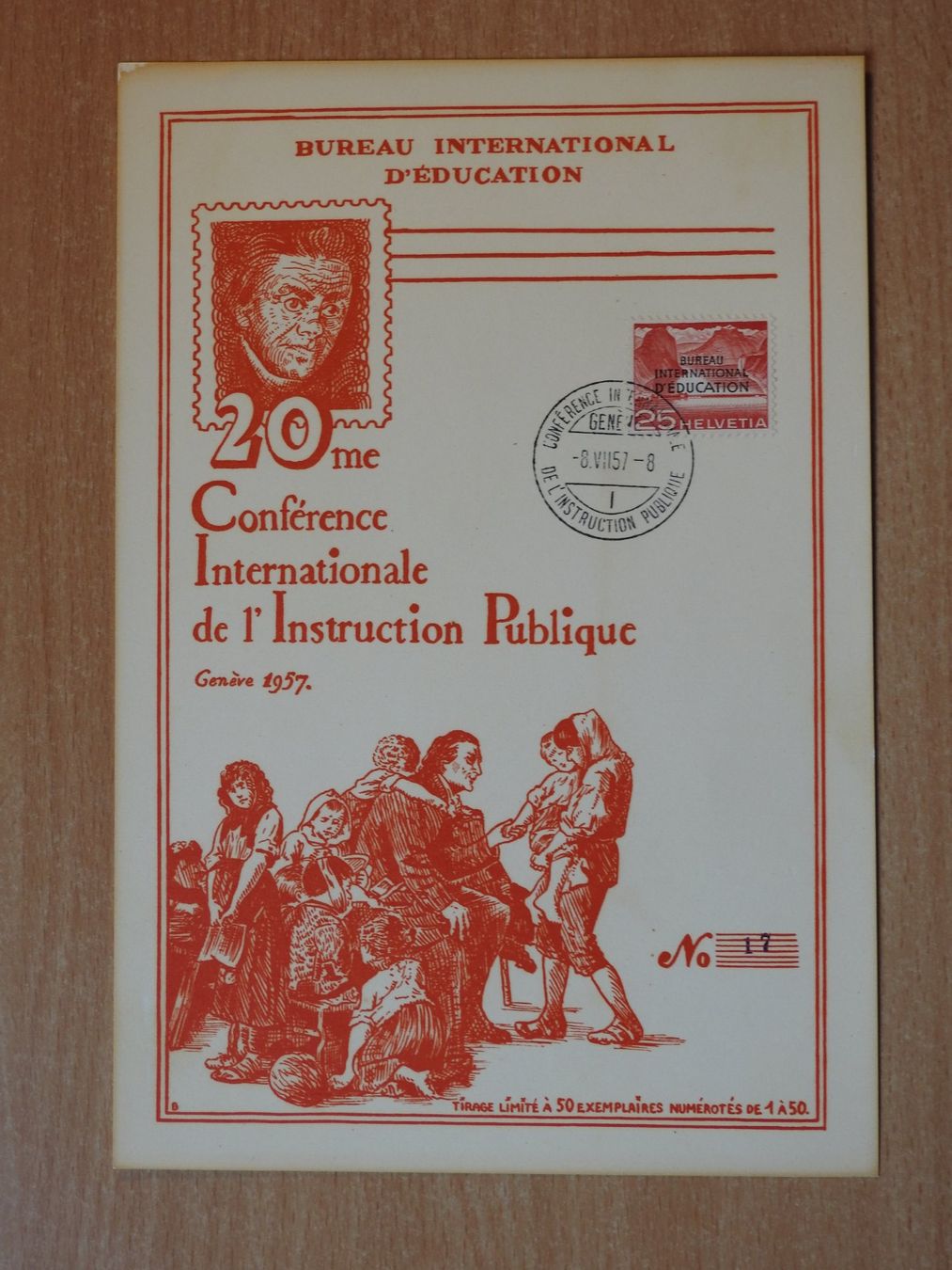 Tutti i francobolli: BIE  1957 Grosse Maximum Karte, Nummeriert mit Nr.17 – Usato da Rain venduto da Sterne13