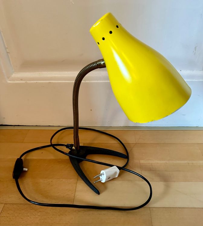 Vintage Gelb Tischlampe Schwanenhals Krähenfuss 50-60er | Kaufen auf ...