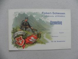 Karte Schützenfest Flobert Appenzell Militär Uniform 1900