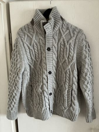 PME Legend Strickjacke grau mit Zopfmuster Grösse L