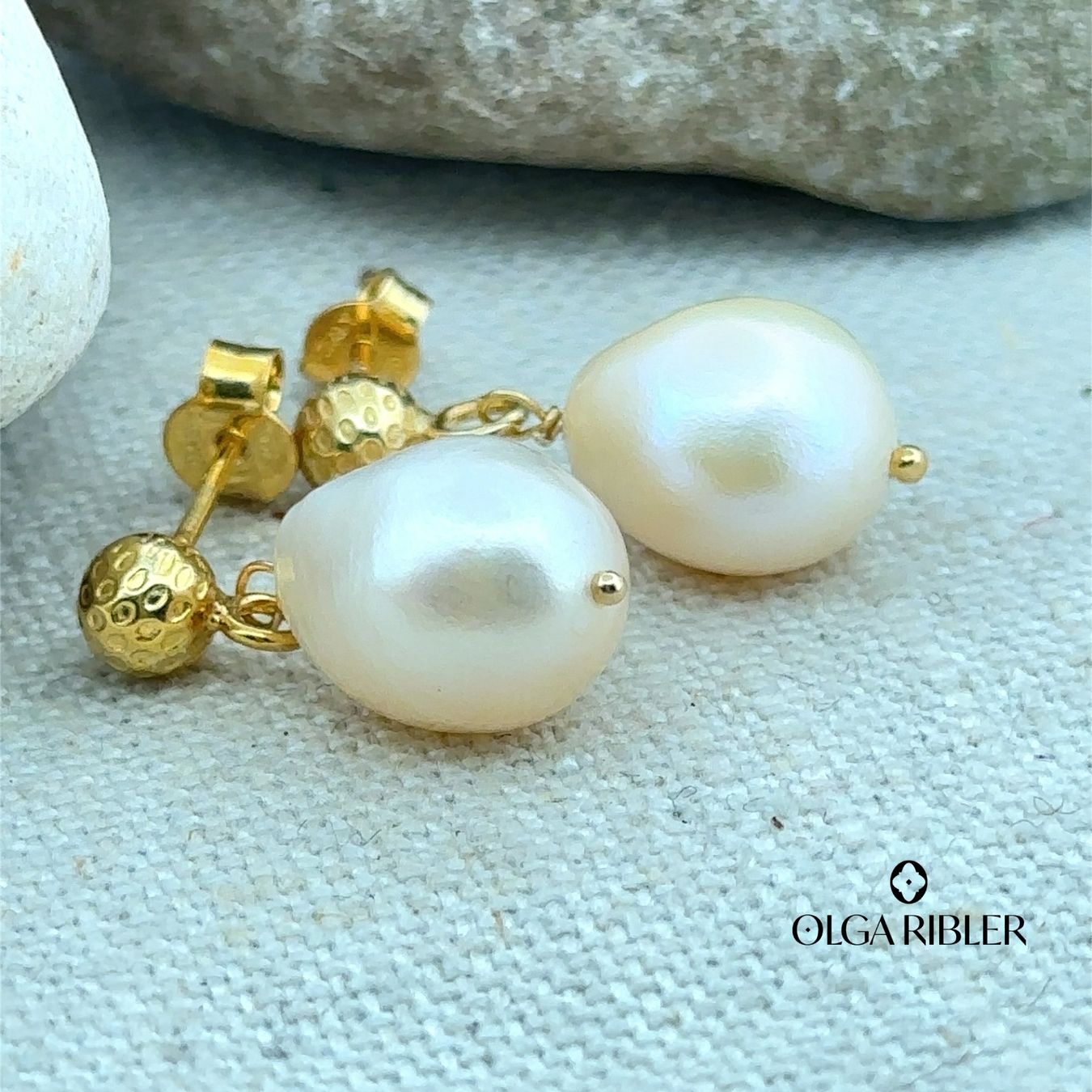 Olga Ribler Orecchini pendenti & Orecchini a lobo: Barockperlen Ohrstecker -  vergoldet - Sommer Schmuck – Nuovo (secondo la descrizione) da Luzern venduto da Schmuckoutlet 1