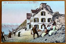 AK: Säntis Säntiswirtshaus, Meteorologische Station, animée