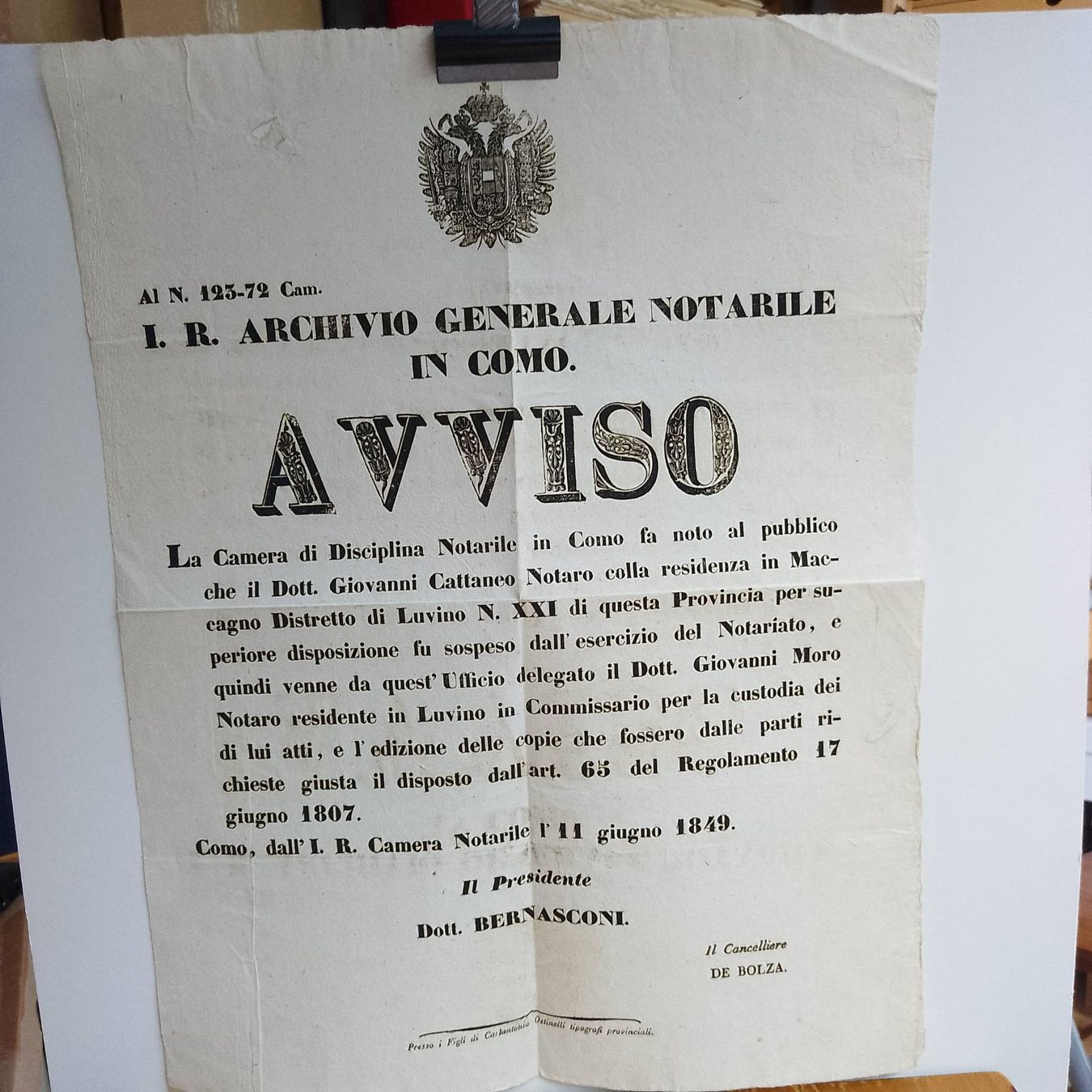 Documenti: Italia - Como - "Distretto di Luvino" - 1849 – Usato da Sorengo venduto da 74in 2