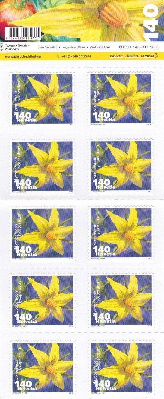 Alle Briefmarken: Postfrisch Bogen Gemüseblüten 2011-2013 – Neu und originalverpackt aus Schliern b. Köniz von joni20 4