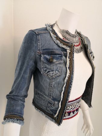🤩MANGO JEANS-JACKE DENIM BLUE & APPLIKATIONEN NEU & D&G P.