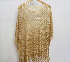 stylische Netz Bluse/Tunika, gold/grün/schwarz/silber,1 Size