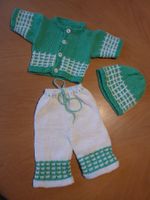 Puppengarnitur 3-teilig grün/weiss 40-45