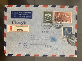 Schweiz 1945 R-Luftpostbrief 2Fr.Pax MiF nach Chile