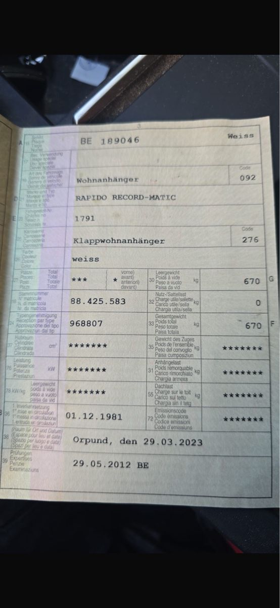 Rapido Véhicules de camping: Rapido Record Matic Klappwohnwagen – D'occasion à Recherswil par len_cy5s 8