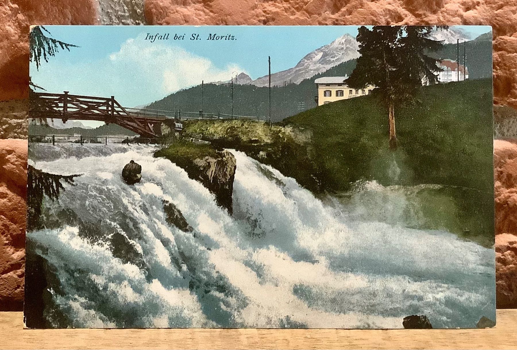 Cartoline postali: INFALL bei ST. MORITZ - Engadin - Wasserfall - Natur – Usato da Root venduto da ENGLAND-TREASURES