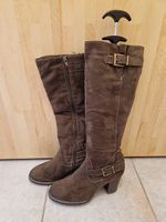Bottes brunes doublées à talon pour femme