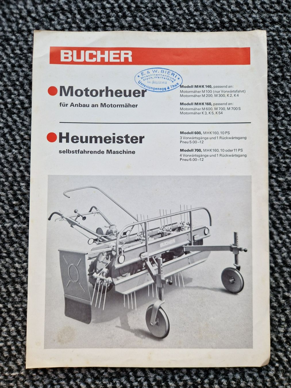 Bucher Trattori: Original Prospekt Bucher Motorheuer MHK – Usato da Dürnten venduto da Bachtel84
