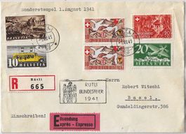 Brief Sonderstempel Rütli 1.Aug.1941 (Eingeschrieben)