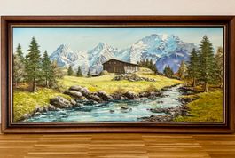 Alpenlandschaft Panorama – Öl auf Leinwand, sign. E. Burger