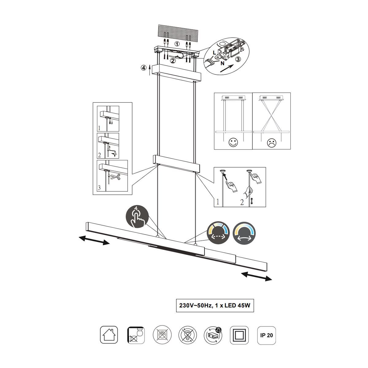 Lampadari & plafoniere: LED Pendelleuchte, Dimmbar, 150 cm Höhe – Nuovo (secondo la descrizione) da Kreuzlingen venduto da Smart-Light 4