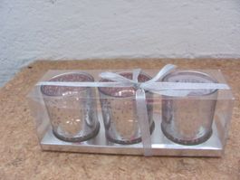 Windlicht Set 3er Pack Glas rosa neu in Geschenkbox