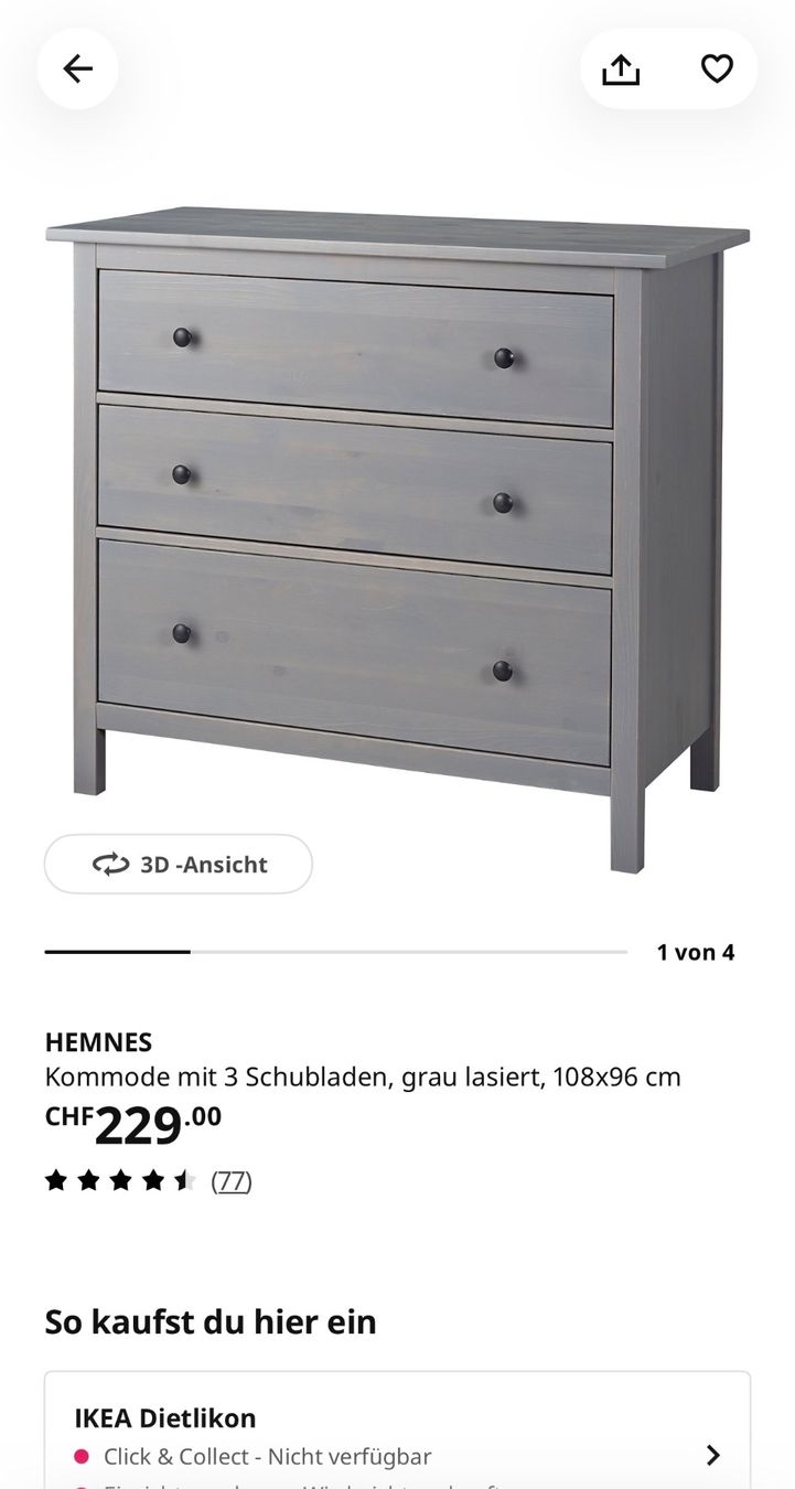Ikea Kommoden: IKEA HEMNES Kommode - Grau – Gebraucht aus Uetikon am See von gko_lpw8 3