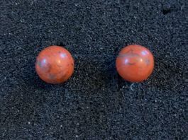 Ohrstecker Jaspis, Braun/Dunkelgrau, 11mm